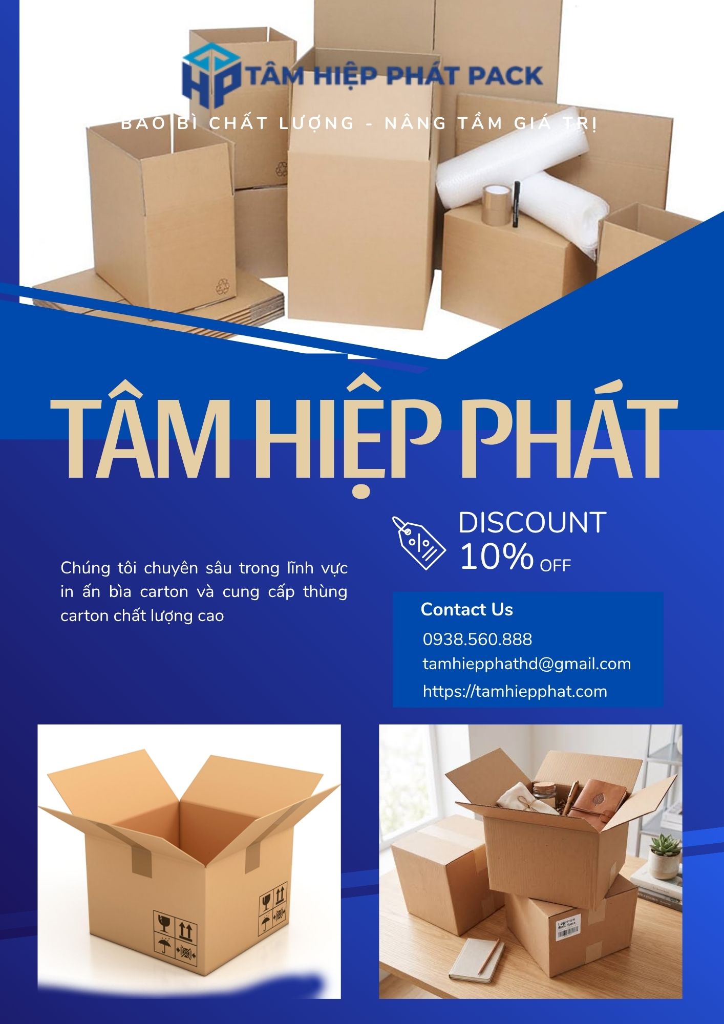 TÂM HIỆP PHÁT cung cấp các giải pháp bao bì carton, thùng carton theo kích thước và quy cách phục vụ nhu cầu đóng gói hàng hóa của doanh nghiệp.