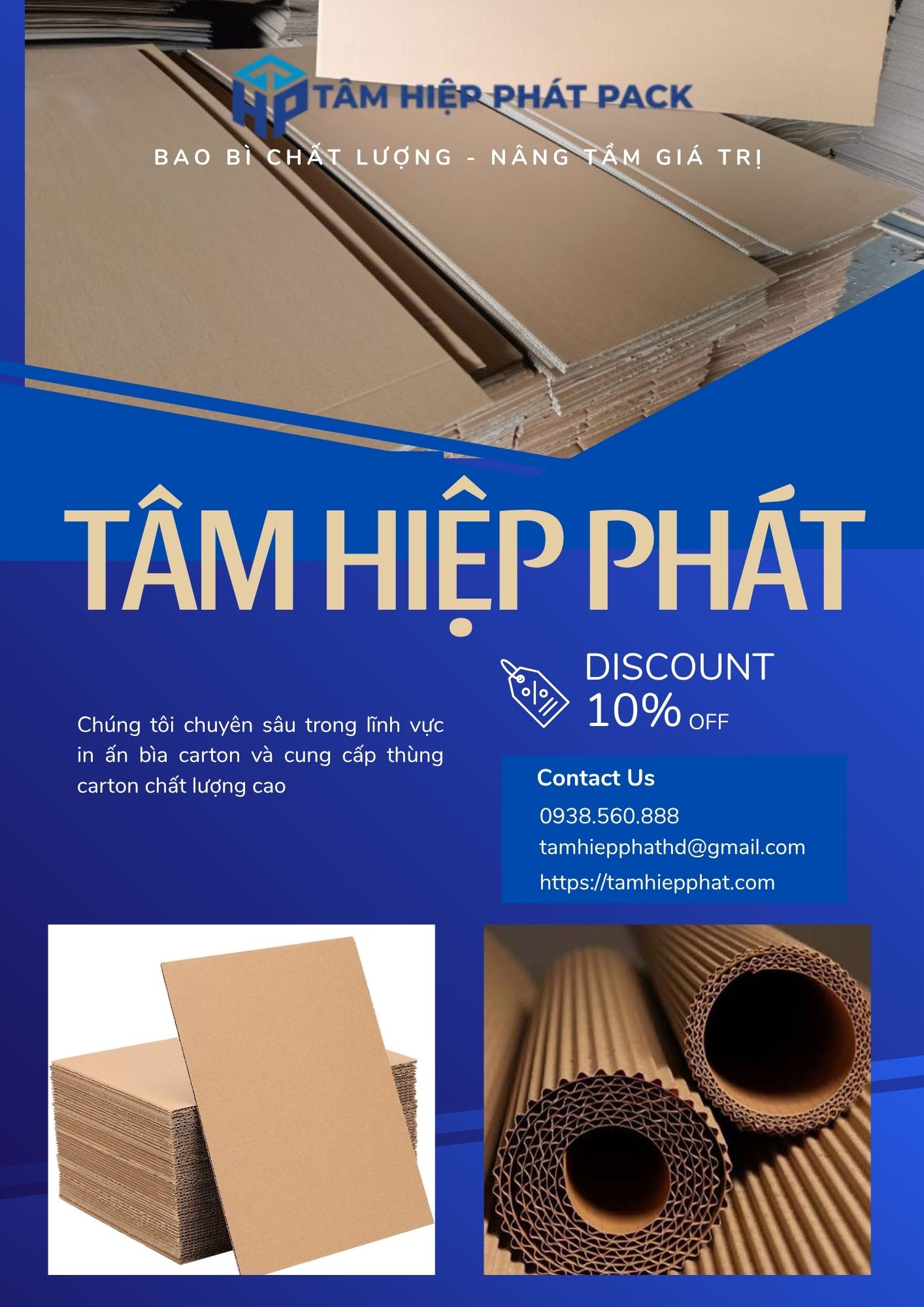 Tâm Hiệp Phát nhận gia công carton theo nhu cầu sử dụng thực tế, phục vụ từ các quy cách tấm lót đơn giản đến nhu cầu đóng gói hàng hóa số lượng lớn tại TP.HCM và khu vực lân cận.