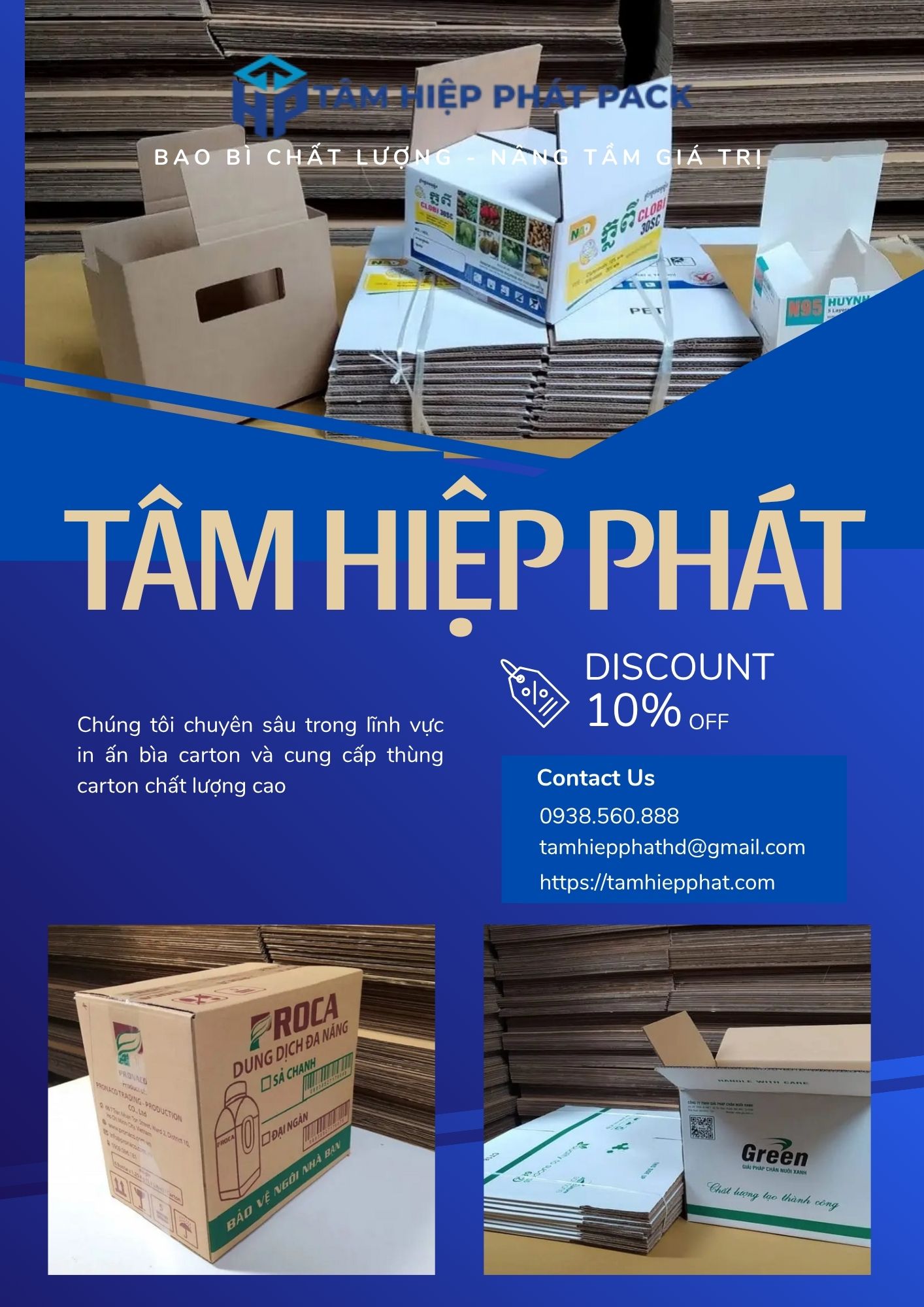 TÂM HIỆP PHÁT nhận sản xuất thùng carton 3 lớp, thùng carton 5 lớp, thùng carton 7 lớp và các mẫu thùng theo quy cách phục vụ nhu cầu đóng gói của doanh nghiệp.