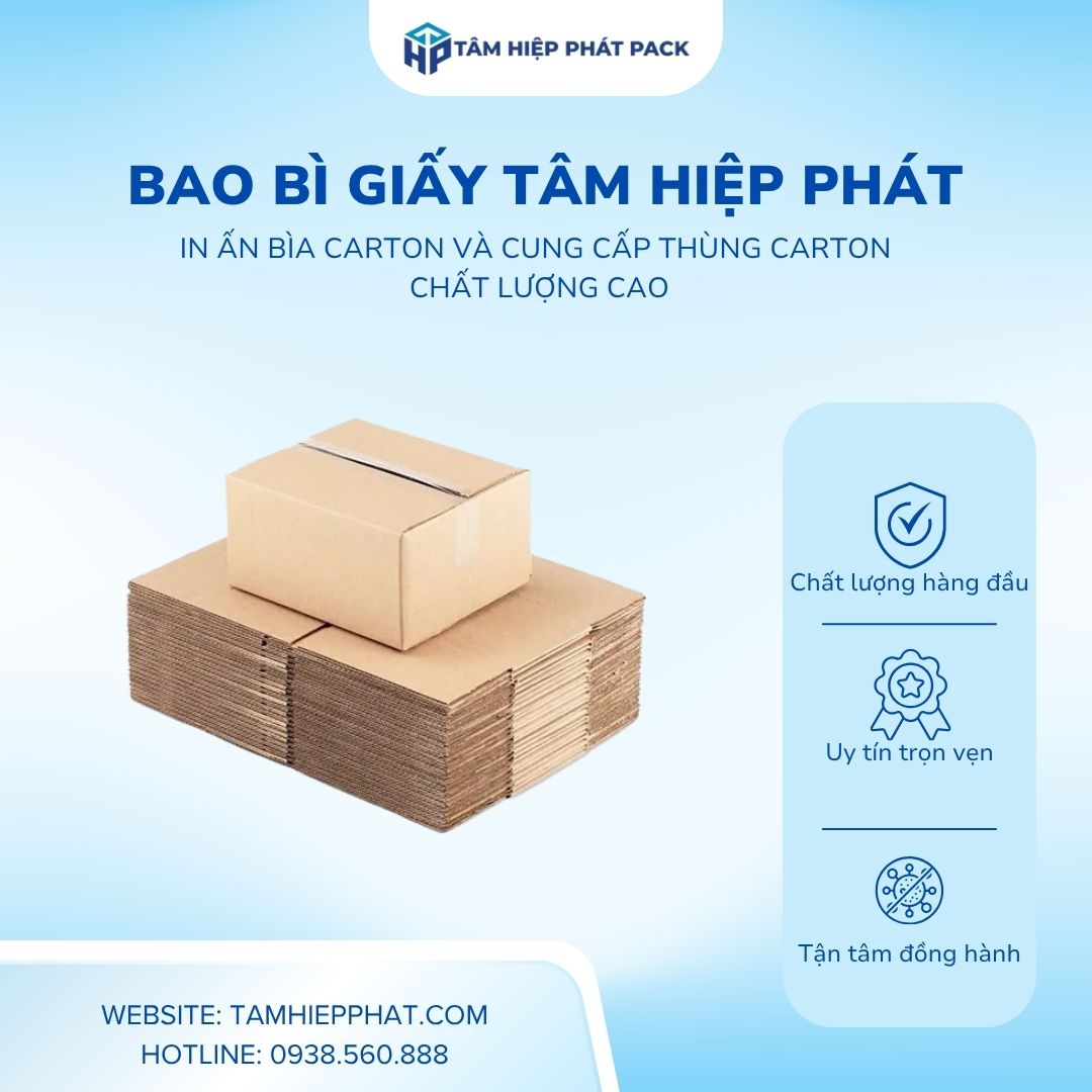 Nhà máy sản xuất bao bì giấy TÂM HIỆP PHÁT tự hào là đơn vị tiên phong, chuyên gia công bế dán và phân phối trực tiếp các dòng hộp carton 20x20x10 cm giá xưởng cho shop online cùng đa dạng quy cách Thùng Carton từ 3 lớp, 5 lớp đến 7 lớp với mức giá tận gốc không qua trung gian.