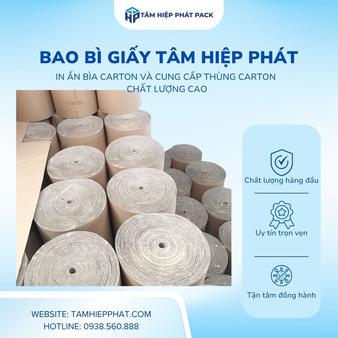 Nhà máy sản xuất bao bì giấy TÂM HIỆP PHÁT tự hào là đơn vị uy tín hàng đầu tại TP.HCM chuyên sản xuất, gia công, chia khổ và cung cấp trực tiếp các dòng cuộn carton 2 lớp bọc đồ nội thất chất lượng cao với mức giá sỉ tận xưởng cạnh tranh nhất.