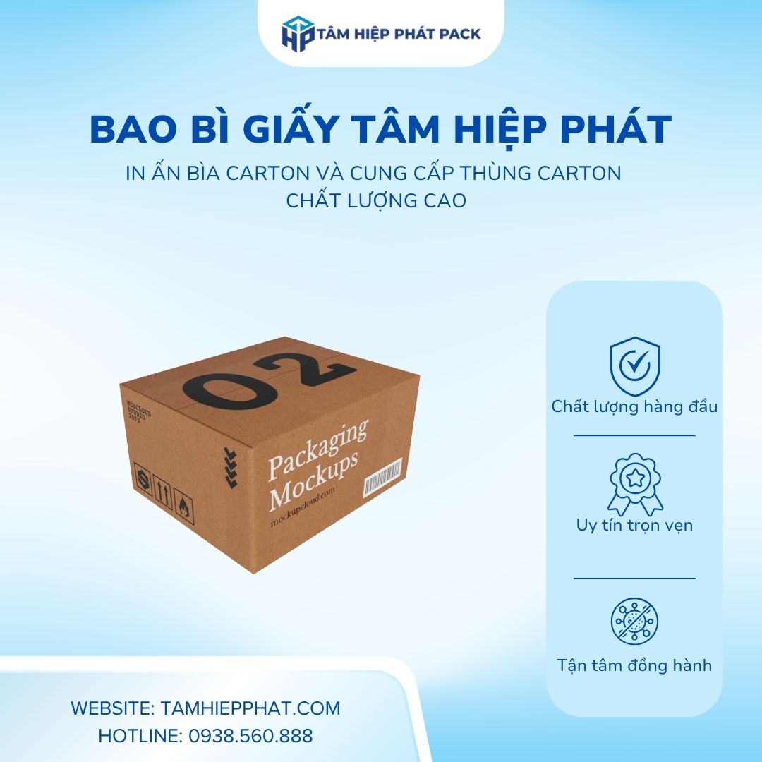 Nhà máy sản xuất bao bì giấy TÂM HIỆP PHÁT tự hào là đơn vị uy tín hàng đầu tại TP.HCM, chuyên thiết kế, sản xuất, gia công và in ấn các dòng Thùng Carton