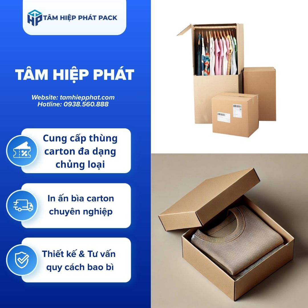  Nhà máy sản xuất bao bì giấy TÂM HIỆP PHÁT tự hào là đơn vị uy tín hàng đầu tại TP.HCM và khu vực phía Nam, chuyên tư vấn kỹ thuật, tạo phôi sóng chịu lực cao, bế xẻ tự động và in ấn các dòng Thùng Carton chuyên dụng đạt chuẩn xuất khẩu với mức giá sỉ tận gốc xưởng sản xuất không qua trung gian.