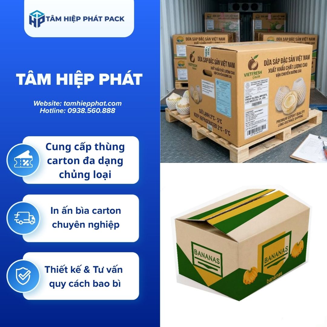 Thùng carton đóng nông sản xuất khẩu chống móp méo hiệu quả đòi hỏi sự kết hợp đồng bộ giữa kết cấu phôi sóng gia cường, định lượng giấy cao và kỹ thuật xử lý chống ẩm chuyên sâu.